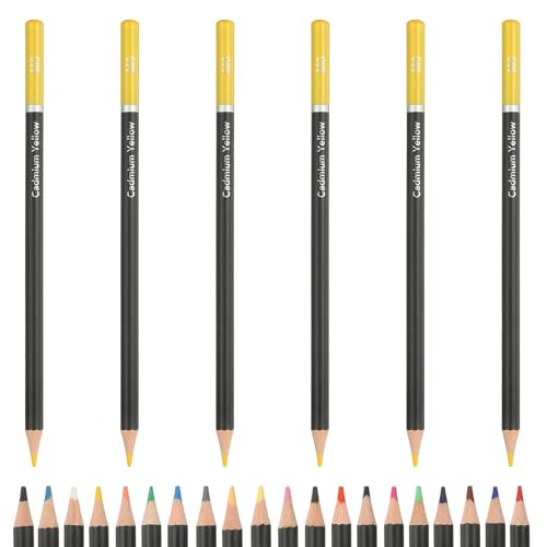 PATIKIL Colored Pencils, Yellow Color Drawing Pencils with Oil-Based Cores Art Scrapbook Supplies for Adult Coloring Books Artists Beginners Drawing Sketching, 6 Pcs - color: Yellow