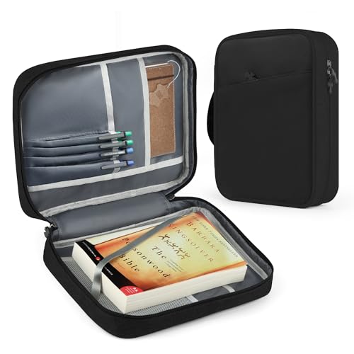 Bible Cover Bag With For Women Men Scripture Study Carrying Book Cover - color: Black