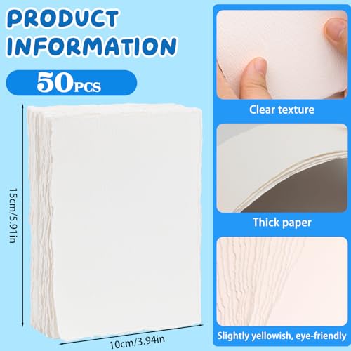 Lunarm Watercolor Paper 50 Sheets, Water Color Paper Cards 4 x 6 inch Bulk - size: 50pcs