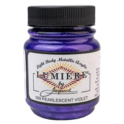 Jacquard Lumiere 2.25oz Fabric Paint Pearlescent Violet - Metallic Paint for Fabric, Leather, Canvas, Paper and Wood - Light-bodied Metallic Acrylic Paint - Lightfast & Vibrant Metallic Acrylic Paints - color: Pearlescent Violet, size: 2.25 Fl Oz (Pack of