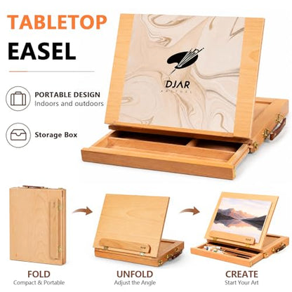 DJAR 49 Pcs Acrylic Paint Set with Tabletop Easel Box, 24 Colors - style: Tabletop Easel Set