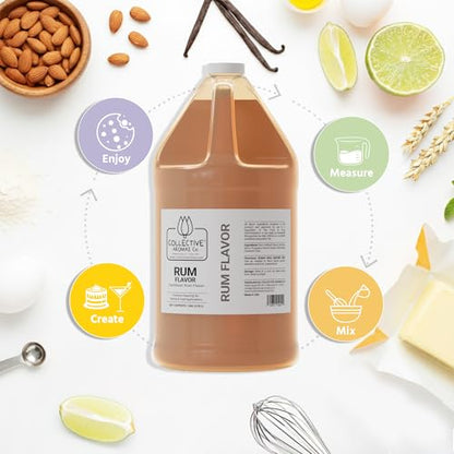 Collective Aromas Co. Caribbean Rum Flavoring Emulsion for Baking, Desserts & Beverages, Concentrated Heat-Stable Rum Flavor, Rich Bakery Style Aroma for Cake, Cookies, Frostings, 1 Gallon (128 fl oz) - size: Caribbean Rum - 1 Gallon (128 fl oz)
