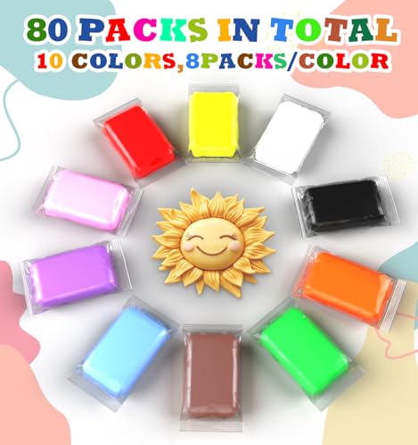 Air Dry Clay 80 Packs Foam Clay Air Dry Foam Clay for Kids, Moldable Super Light Weight Clay Perfect for Arts, Crafts, Classroom Teaching - color: 10 colors