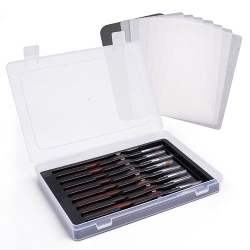 golden maple Wet Pallets for Painting Miniatures - Stay Wet Palette for Acrylic Painting Kit with 9PCS Miniature Paint Brushes, 50PCS Pallet Paper, 2PCS Sponge, 1PC Brush Holder, 1PC Sponge Tray