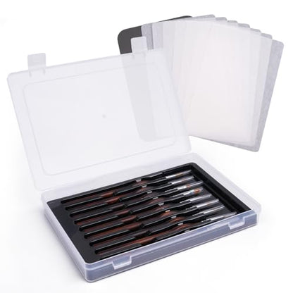 golden maple Wet Pallets for Painting Miniatures - Stay Wet Palette for Acrylic Painting Kit with 9PCS Miniature Paint Brushes, 50PCS Pallet Paper, 2PCS Sponge, 1PC Brush Holder, 1PC Sponge Tray