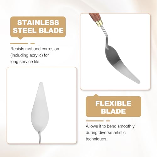 HARFINGTON Palette Knife Painting Tool 3.94" x 1.42" Stainless Steel Teardrop Blade 10.24" Length Spatula Painting Pallet Knives with Hole Beech Wood Handle for Oil Acrylic Canvas, Red/Silver - size: 10.24" x 1.42" x 3.94"