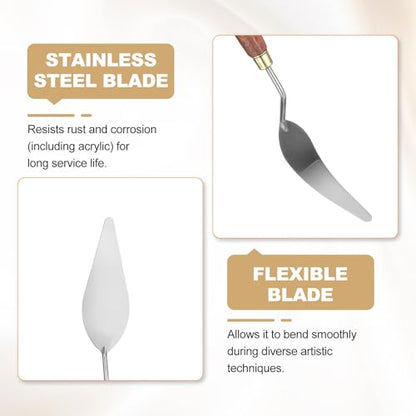 HARFINGTON Palette Knife Painting Tool 3.94" x 1.42" Stainless Steel Teardrop Blade 10.24" Length Spatula Painting Pallet Knives with Hole Beech Wood Handle for Oil Acrylic Canvas, Red/Silver - size: 10.24" x 1.42" x 3.94"