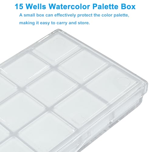 Piutouyar Portable Paint Palette Box for Watercolor, 15 Wells, Transparent