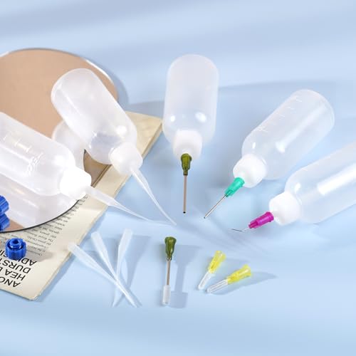 30ml Glue Precision Tip Applicator Bottle,Needle Tip Squeeze Bottle with 14ga 16ga 18ga 20ga 25ga Blunt Needle Oiler and Storage Caps - size: 30ml