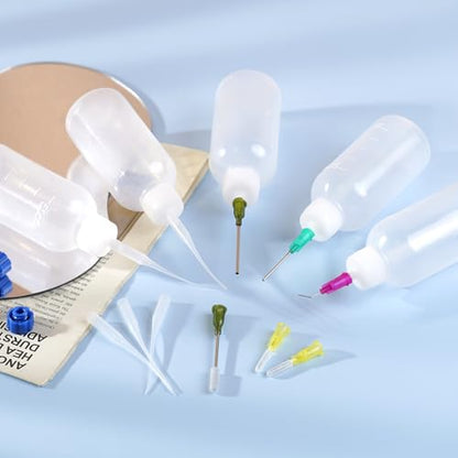 30ml Glue Precision Tip Applicator Bottle,Needle Tip Squeeze Bottle with 14ga 16ga 18ga 20ga 25ga Blunt Needle Oiler and Storage Caps - size: 30ml