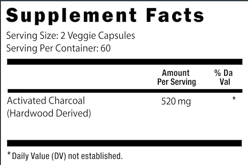 Viva Doria Activated Charcoal 520 mg, 120 Vegetable Capsules Highly Absorbent Helps Alleviate Gas & Bloating Supports Natural detoxification - size: 120 Count (Pack of 1)