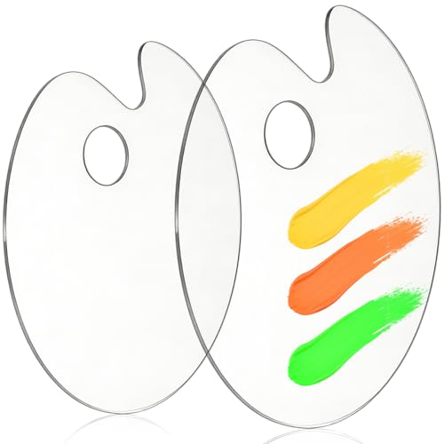 2Pcs Acrylic Clear Paint Palette with Thumb Hole,11.8 x 7.9+9.8 x 5.9In | Paint Pallet for Adults,Easy Clean Non-Stick Artist Pallet for Oil Watercolor Craft DIY Art Painting Palette - color: Clear-11.8*7.9+9.8*5.9inch