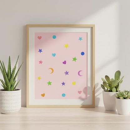 8Pcs Moon and Star Stencil, Small Reusable Plastic Art Craft Templates for Painting, Moon Star Heart and Circle Stencils for Fabric Walls, Arts, Wood, Paper, Home Decoration DIY Craft Projects