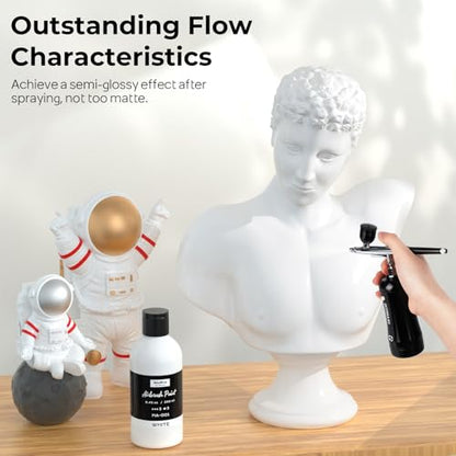 Nicpro White Large Airbrush Paint 8.45oz Ready to Spray Opaque Water-Based | Acrylic Air Brush Paints for Model, Wood, Canvas, Metal, Plastic, Leather, for Beginners & Artists - color: White