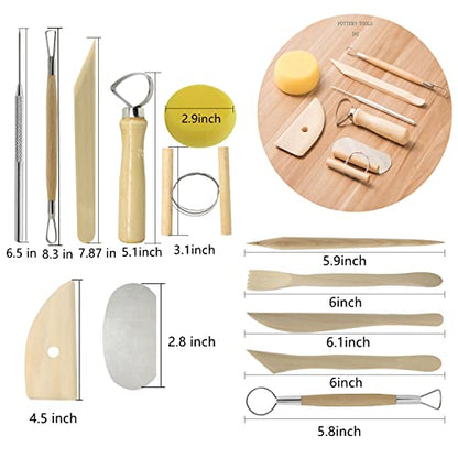 Artzuvs Clay Sculpting Tools 28pcs Polymer Pottery Modeling Tools Set for Ceramic Club Crafts,Carving,Sculpture,Shaping, Hobbyists,Artists,Expert