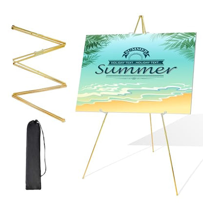 Easel Stand for Sign 63'' Art Easels for Display Wedding Welcome Poster Stand Portable Floor Metal Easel Gold