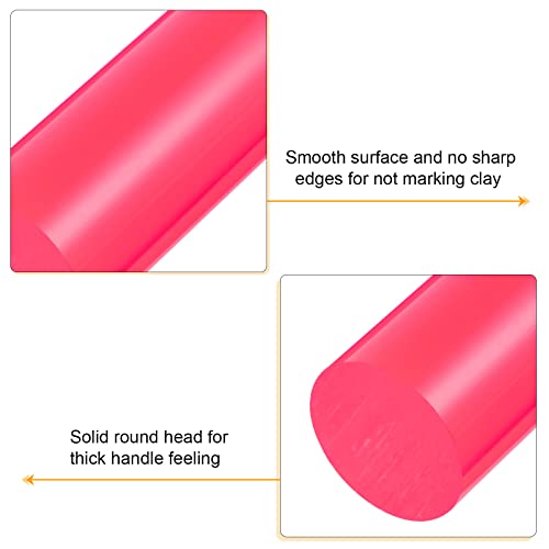 HARFINGTON Acrylic Clay Roller 8 Inch x 1 Inch Solid Non-Stick Plastic Round Tube Roller Polymer Clay Rod Fondant Rolling Pin for Shaping, Sculpting, Modeling DIY Crafts, Rose Red - color: Rose Red, size: 8 Inch x 1 Inch