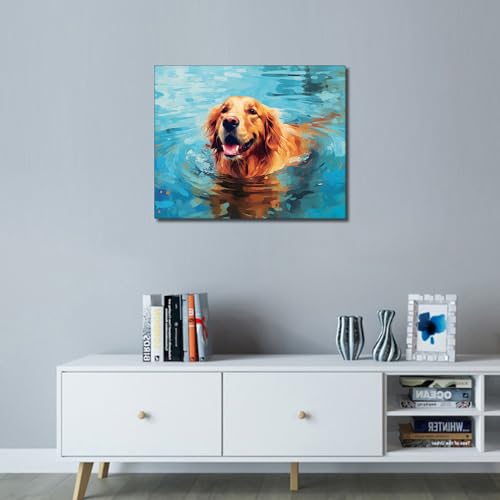 TUMOVO Paint by Number for Adults on Canvas - Puppy and Dog DIY Craft Kit - Animal-Themed Adult Paint-by-Number - 16x20 Inch (Framed) - color: Puppy(Framed)