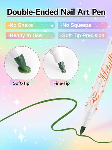 12 Colors 3D Nail Art Pens Set Kalolary Double-headed Nail Point - color: P