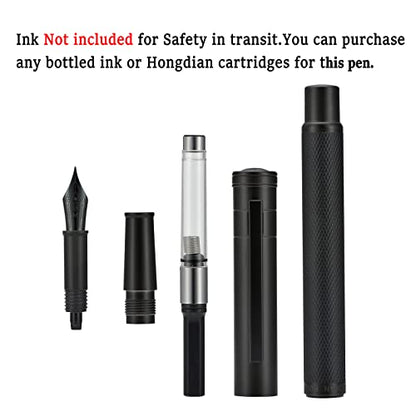 Hongdian Black Forest Fountain Pen Medium Nib Classic Design with Converter and Metal Pen Case Set - color: Black, style: Medium Point