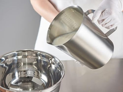 18/8 Stainless Steel Measuring Cup with Handle and Pour Spout, Heavy Duty Commercial Kitchen Measuring Pitcher for Restaurant, Bakery, Food Prep and Large Batch Cooking, 64 OZ (8 Cup, 2000 ML) - color: Flat Handle, size: 64 OZ (8 Cup, 2000 ML)