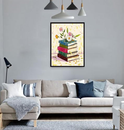 ACIOPPL Book Paint by Numbers for Adults Beginner Flowers Easy Paint by Number Kits on Canvas Floral Book Theme Oil Painting Canvas Acrylic DIY Oil Painting Set for Gift Home Wall Decor 16 x 20 Inch