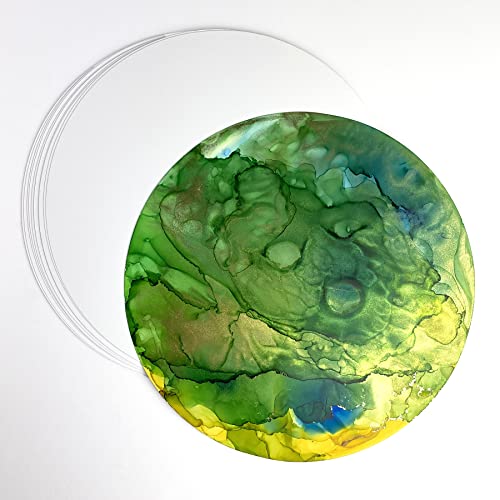 Alcohol Ink Synthetic Paper & Watercolor - Non-Absorbent, Heavy Weight & Tear Resistant - Forgiving - Many Inks Wipe Off Clean for Easy Reuse On White - White EVO Circle 10 Inch (10 Sheets) - color: White, size: 10 Inch Circle