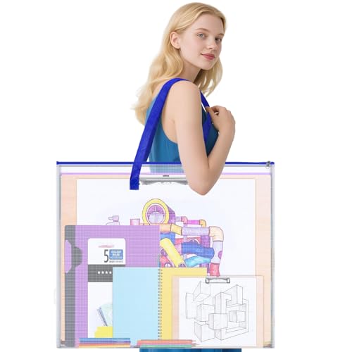 AKAYOK Bulletin Board Poster Storage Bag, Art Portfolio Bag, Portfolio Folder for Artwork, Artwork Storage Case for Poster, Bulletin Board, Scrapbook, Keepsake and Teaching Materials (26'' x 20'') - color: 26" x 20"-Blue