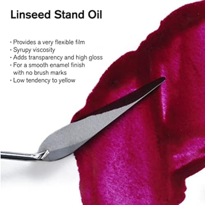 Winsor & Newton Linseed Stand Oil, 75ml (2.5oz) Bottle | Pale Viscous Oil, Slows Drying, Smooth Enamel Finish, No Brush Marks, Excellent Leveling, Can Be Used for Glazing - color: Linseed Stand Oil, style: 2.5-oz Bottle