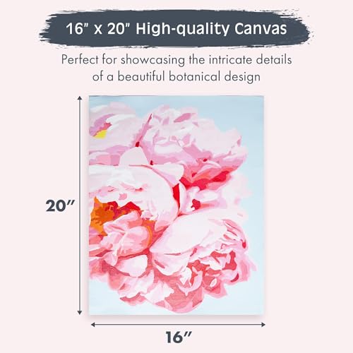 Pink Picasso Paint by Number Kit, for Adults & Teens,16x20, Perfect Petals | Botanical Floral Collection, Acrylic Paints and Brushes included, Pre-printed high quality canvas, DIY art kit, Gift-ready - color: Perfect Petals