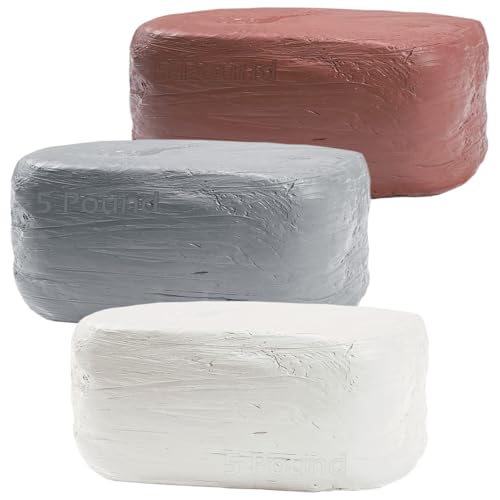 ReArt Air-Dry Clay 15LB wih 3 Colors White, Gray & Terra Cotta 5lb Each- Ideal for Beginners and Advanced Sculptors All-Purpose Modeling Clay (White, Gray & Terra Cotta) - color: 5LBx3P