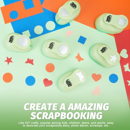 UCEC 6 PCS Craft Hole Punch 1 Inch Paper Puncher Hole Punch Shapes Crafting - style: 6 Different Shapes Set 3 & 30 Craft paper