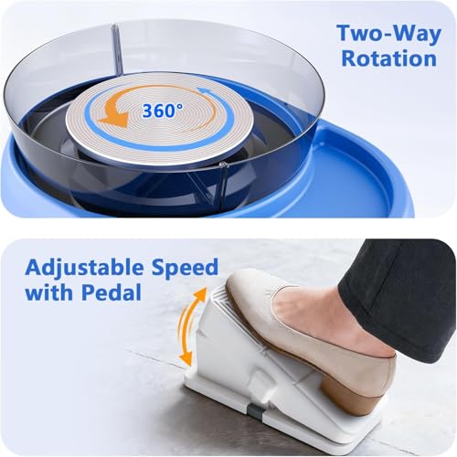 Pottery Wheel for Kids and Beginner - Upgraded Pottery Wheel with 6" Turntable with Two-Way Rotation, 2.2lb Clay, Art Supplies Sculpting Tools, Christmas Craft Gifts for Teens Kids Adults (Blue) - color: Blue 02