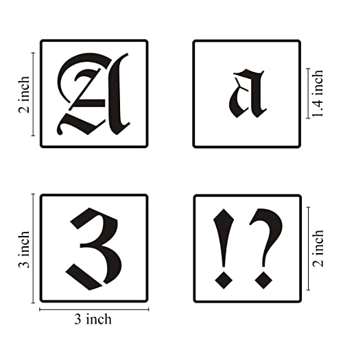 2 Inch Alphabet Letter Stencils for Painting - 70 Pack Old English Letter and Number Stencil Templates with Signs for Painting on Wood, Reusable Letters Stencils for Chalkboard Wood Signs & Wall Art - size: 2 Inch