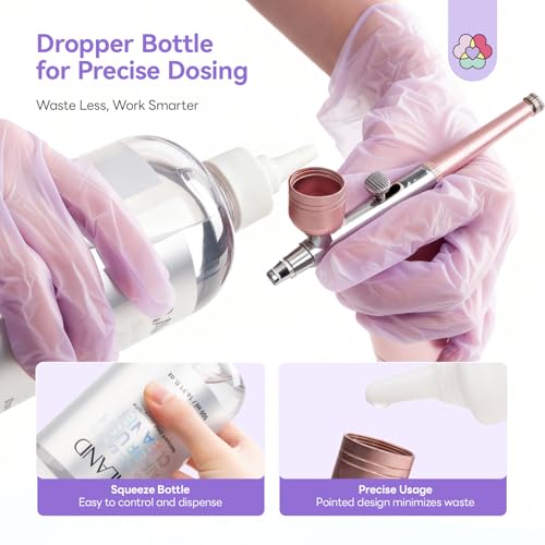 SAVILAND 500ML Airbrush Cleaner: 10s Instant Cleaning Makeup Brush Ceaner Large Capacity Odor Free Precision Bottle for Water-Based Acrylic Paint Airbrush Gel Nail Polish Clog Removal Salon