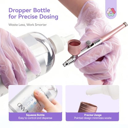 SAVILAND 500ML Airbrush Cleaner: 10s Instant Cleaning Makeup Brush Ceaner Large Capacity Odor Free Precision Bottle for Water-Based Acrylic Paint Airbrush Gel Nail Polish Clog Removal Salon