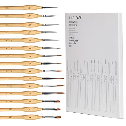 Miniature Paint Brushes, 15PCS Model Brushes Detail Paint Brush Set, Fine Detailing for Watercolor, Oil, Face, Acrylic, Nail, Line Drawing, Scale Model Painting - size: 15PCS
