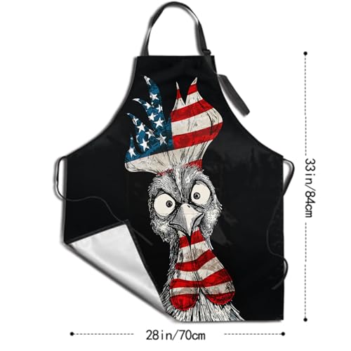 Funny Apron Polyester Grooming Aprons with Pocket for Cooking Kitchen Grilling Adults - color: Black Fun Chicken