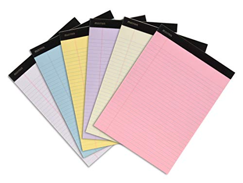 Mintra Office Colorful Legal Pads - Includes 2 Blue, 2 Pink, and, 2 Green Writing Pads, Micro Perforated Lined Sheets, Ideal for Professional & Personal Use, 8.5"x11" Wide Ruled, 6 pack Pastel Set 2 - color: Pastel v2, size: Wide