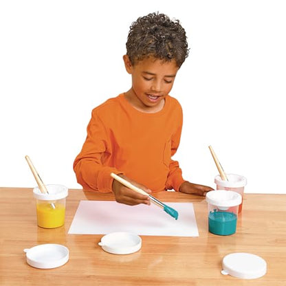 Colorations No-Spill White Lid Tempera Paint Cups for Kids Value Classroom Pack Painting Supply (10 pack), Model:10WPC