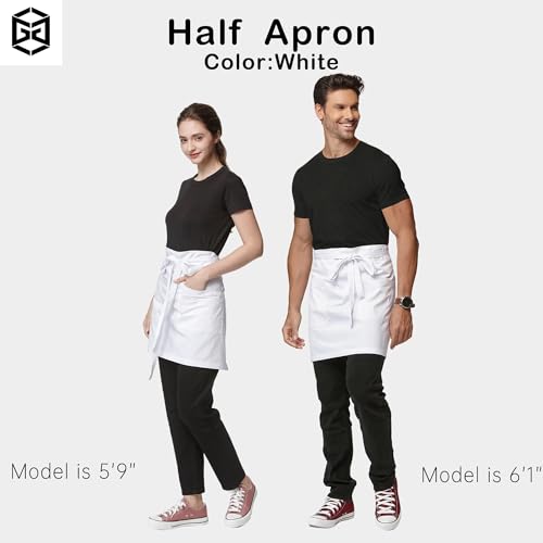 Waist Apron for Men Server Bistro Half 4251BY - color: White, size: 1 Pack