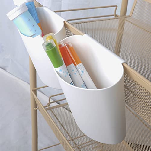 Cabilock Hanging Cup Holders, 4 Pack Plastic Rolling Cart Organizer, White | Hanging Storage Basket, For Pencil Makeup Art Craft Beauty Salon, Space Saving