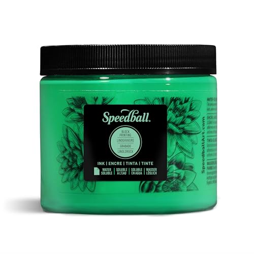 Speedball 16oz Water-Soluble Block Ink Green, for Block Printing, Lino Printing, Screen Printing, for Artists Kit - color: Green