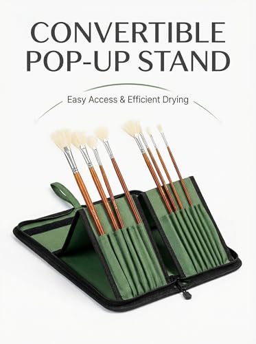DUGATO Long Brush Holder & Organizer, Canvas Case 5.7 x 14.8 in, Green - color: Green, size: Large 5.7x14.8 inches