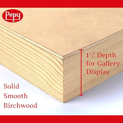 Pepy 11" x 14" Birch Wood Panels; Gallery Depth 1-1/2" Deep Cradle Artist Panel (Pack of 2)