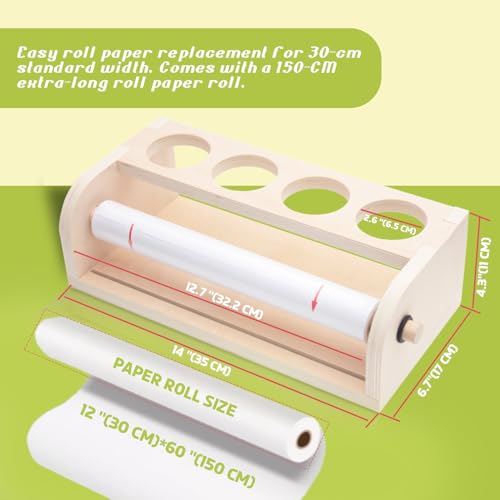 Tabletop Paper Roll Dispenser, Kids Art Easel Desktop Premium Set(Purple) - color: Blue