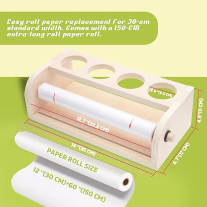 Tabletop Paper Roll Dispenser, Kids Art Easel Desktop Premium Set(Purple) - color: Blue