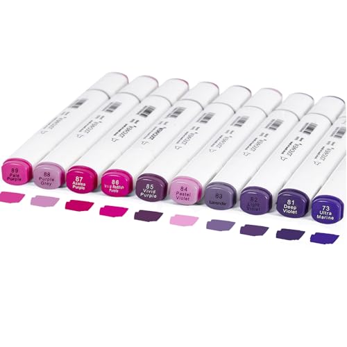 10Pcs Alcohol Markers Pure Color Series,T6 Upgrade Dual Tip Art Solid Color Markers Set for Adults Beginner Drawing Sketching DIY Crafts (Purple) - color: Purple
