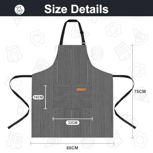 VALOME 2 Pack Kitchen Aprons with Pockets, Cooking Chef Apron for Men Women | Adjustable Neck Strap, Unisex Bib Soft Aprons, Cotton-Blend, for Grilling Cooking Gardening Baking - color: Pink & Black