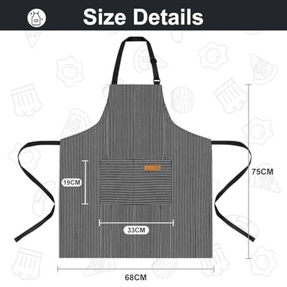 VALOME 2 Pack Kitchen Aprons with Pockets, Cooking Chef Apron for Men Women | Adjustable Neck Strap, Unisex Bib Soft Aprons, Cotton-Blend, for Grilling Cooking Gardening Baking - color: Pink & Black